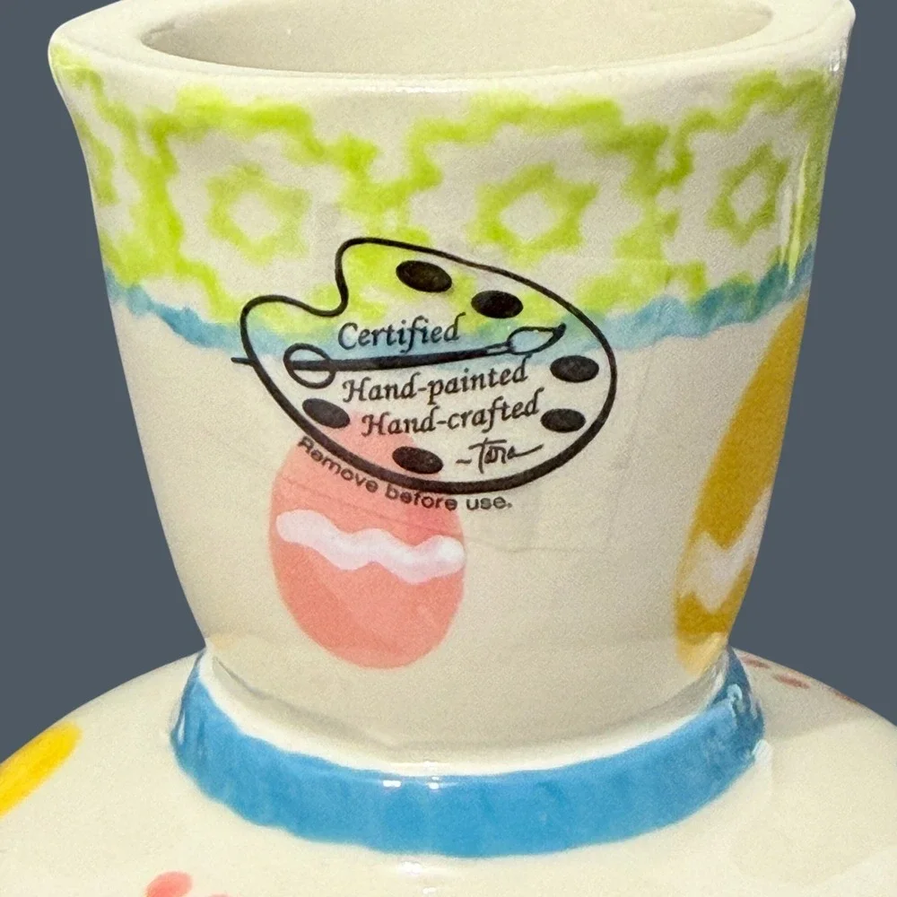 Temp-tations by Tara Easter Egg Pedestal Serving Bowls Set of 2 Hand Painted